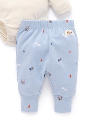 Purebaby Blue 3 Piece Gift Set Bodysuit, Leggings & Hat - Image 5 of 7