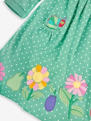 JoJo Maman Bébé Duck Egg Girls' The Very Hungry Caterpillar Appliqué With Pet In Pocket Button Front Dress - Image 4 of 4