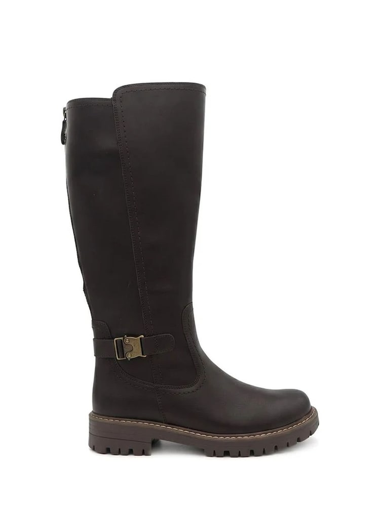 Dunkelbraun - Pavers Warm Lined Zip Back Long Boots - Bild 1 von 5