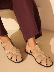 Mint Velvet Natural Hadley Suede Fisherman Sandals - Image 1 of 5