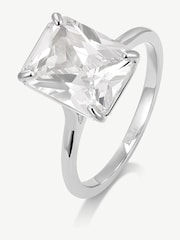 D.Louise Silver Radiant Solitaire Diamond-Inspired Ring 3ct - Image 1 of 2