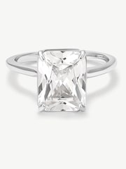 D.Louise Silver Radiant Solitaire Diamond-Inspired Ring 3ct - Image 2 of 2