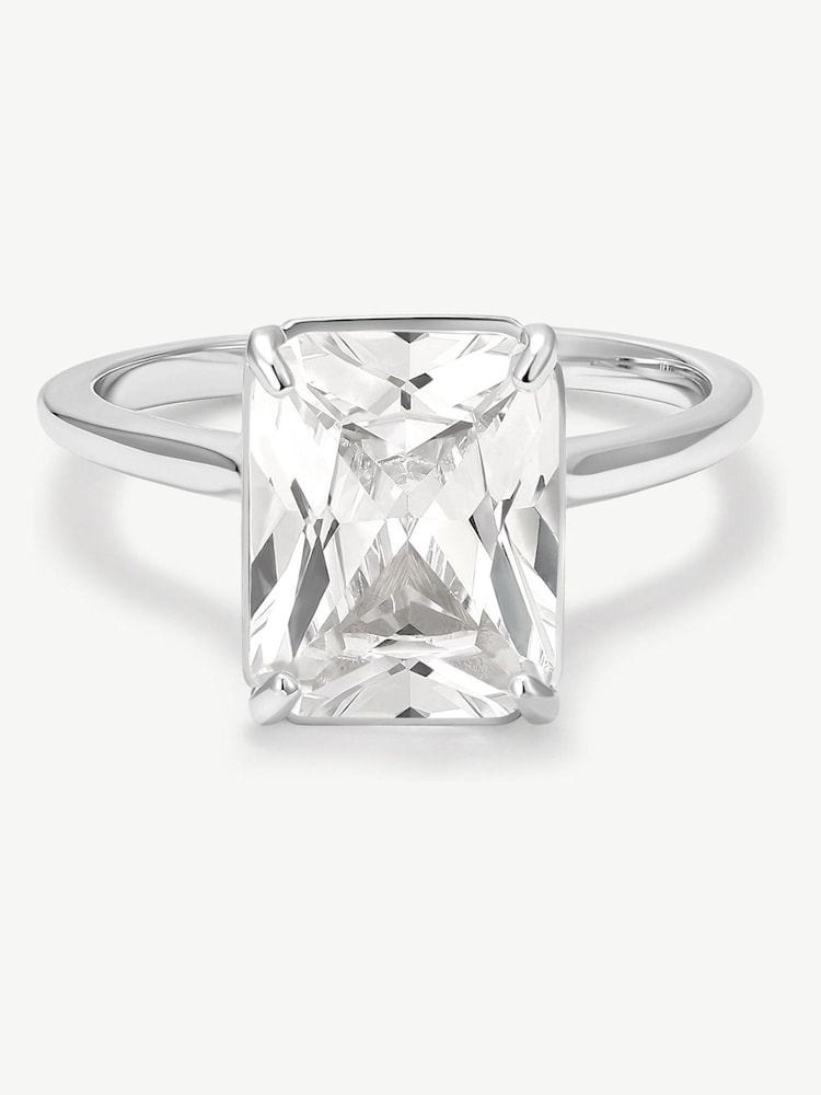 D.Louise Silver Radiant Solitaire Diamond-Inspired Ring 3ct - Image 2 of 2 D.Louise Silver Radiant Solitaire Diamond-Inspired Ring 3ct - Image 2 of 2