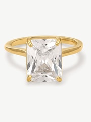 D.Louise Gold Radiant Solitaire Diamond-Inspired Ring 3ct - Image 1 of 2