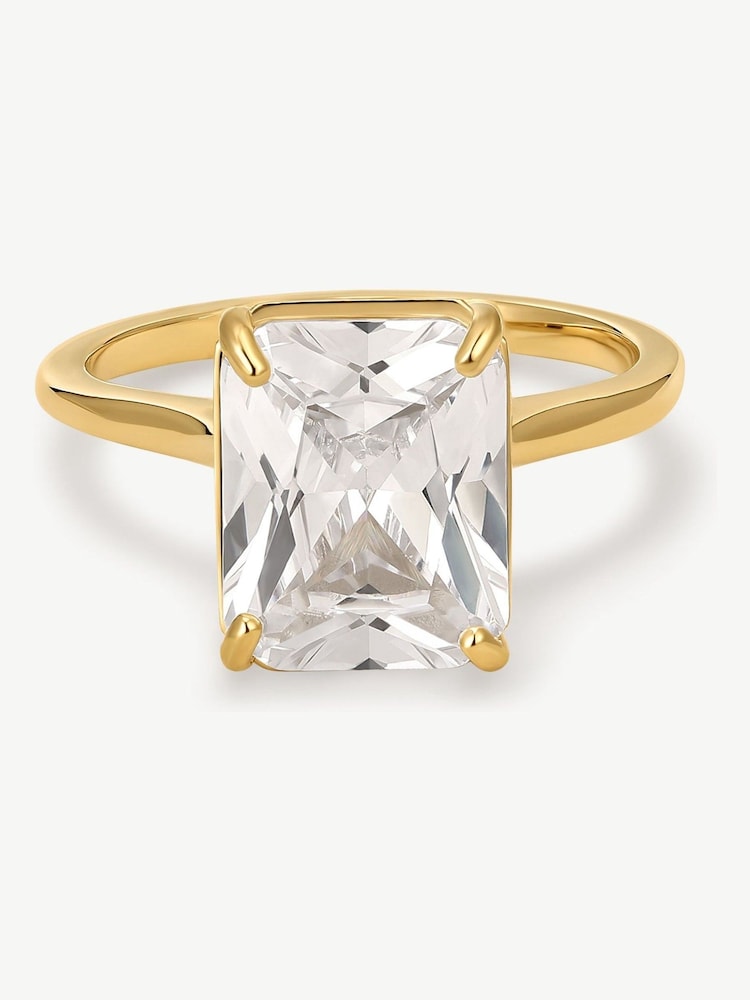 D.Louise Gold Radiant Solitaire Diamond-Inspired Ring 3ct - Image 1 of 2 D.Louise Gold Radiant Solitaire Diamond-Inspired Ring 3ct - Image 1 of 2