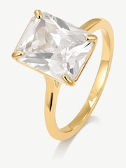 D.Louise Gold Radiant Solitaire Diamond-Inspired Ring 3ct - Image 2 of 2