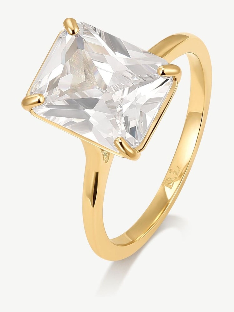 D.Louise Gold Radiant Solitaire Diamond-Inspired Ring 3ct - Image 2 of 2 D.Louise Gold Radiant Solitaire Diamond-Inspired Ring 3ct - Image 2 of 2