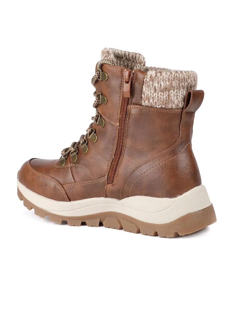 Pavers Tan Brown Lace Up Water Resistant Weather Boots - Image 2 of 4 Pavers Tan Brown Lace Up Water Resistant Weather Boots - Image 2 of 4