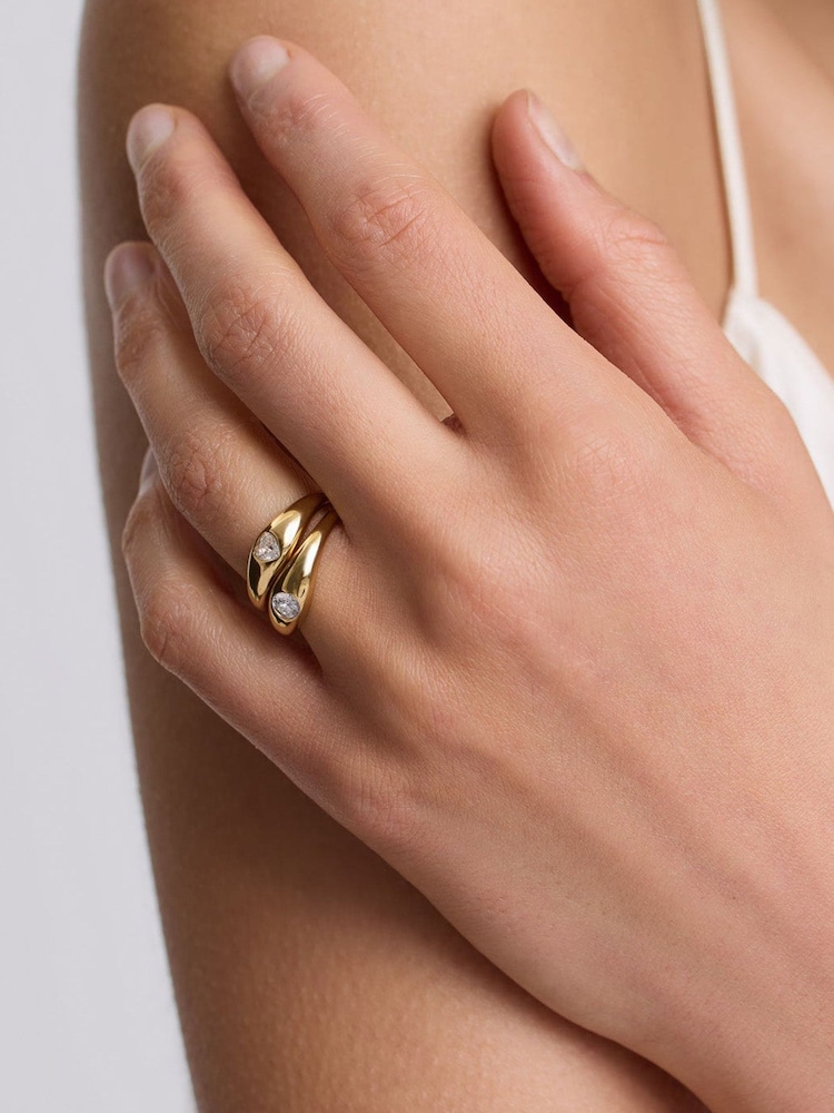 D.Louise Gold Tapered Heart Ring - Image 2 of 4 D.Louise Gold Tapered Heart Ring - Image 2 of 4