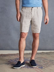 Ecru Signature Italian Leomaster 100% Linen Shorts - Image 1 of 9