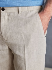 Ecru Signature Italian Leomaster 100% Linen Shorts - Image 3 of 9