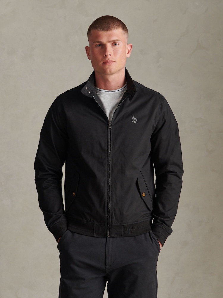 U.S. Polo Assn Black Cotton Twill Harrington Jacket - Image 1 of 8