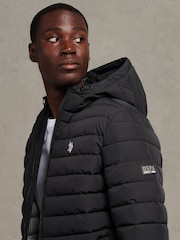 U.S. Polo Assn. Black Lightweight Quilt Hooded Puffer Jacket - Image 2 of 9