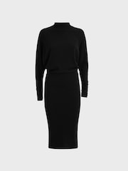 Платье миди из шерсти Blend со сборками на рукавах Reiss Freya - Изображение 2 из 5