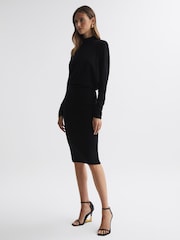 Платье миди из шерсти Blend со сборками на рукавах Reiss Freya - Изображение 4 из 5