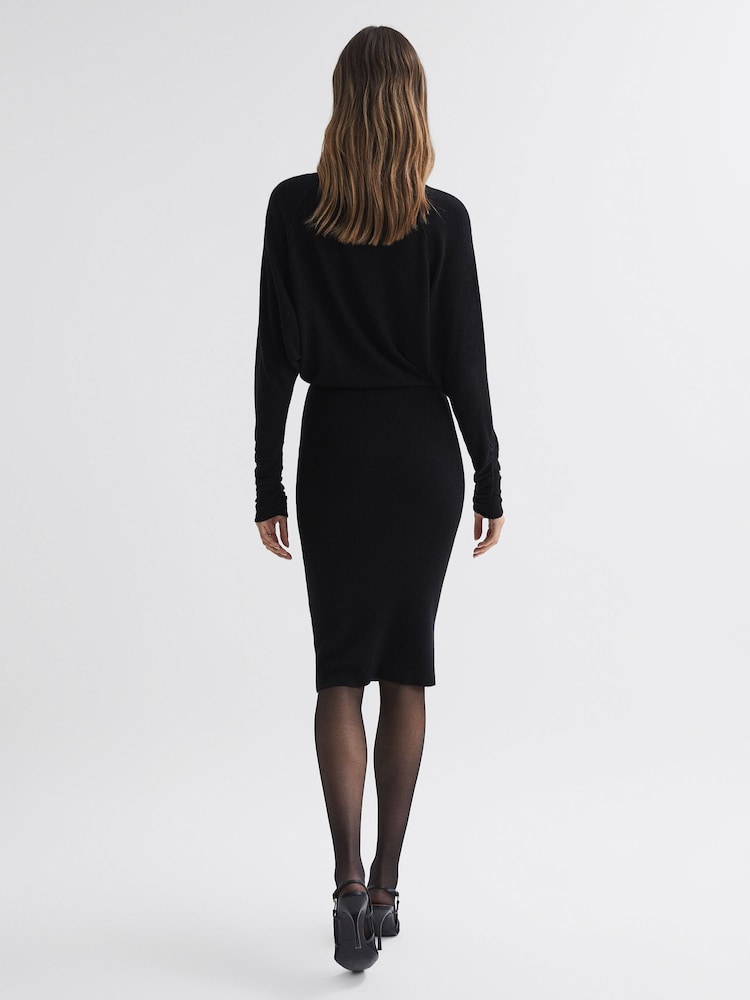 Платье миди из шерсти Blend со сборками на рукавах Reiss Freya - Изображение 5 из 5