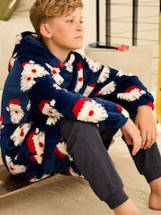 Navy Blue/Red Santa Hooded Blanket (3-13yrs) - Image 2 of 4