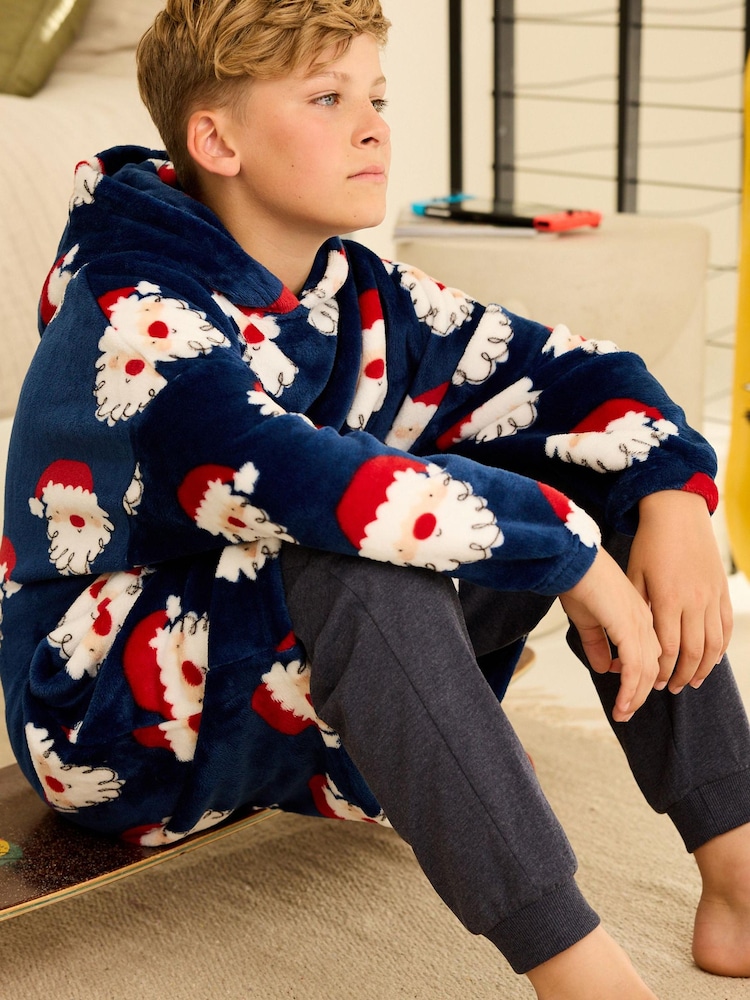 Navy Blue/Red Santa Hooded Blanket (3-13yrs) - Image 2 of 4