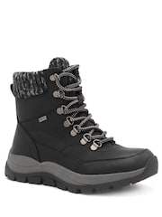 Pavers Black Lace Up Water Resistant Weather Boots - Image 1 of 5