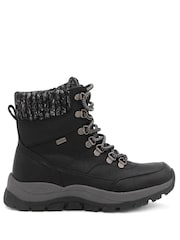 Pavers Black Lace Up Water Resistant Weather Boots - Image 2 of 5