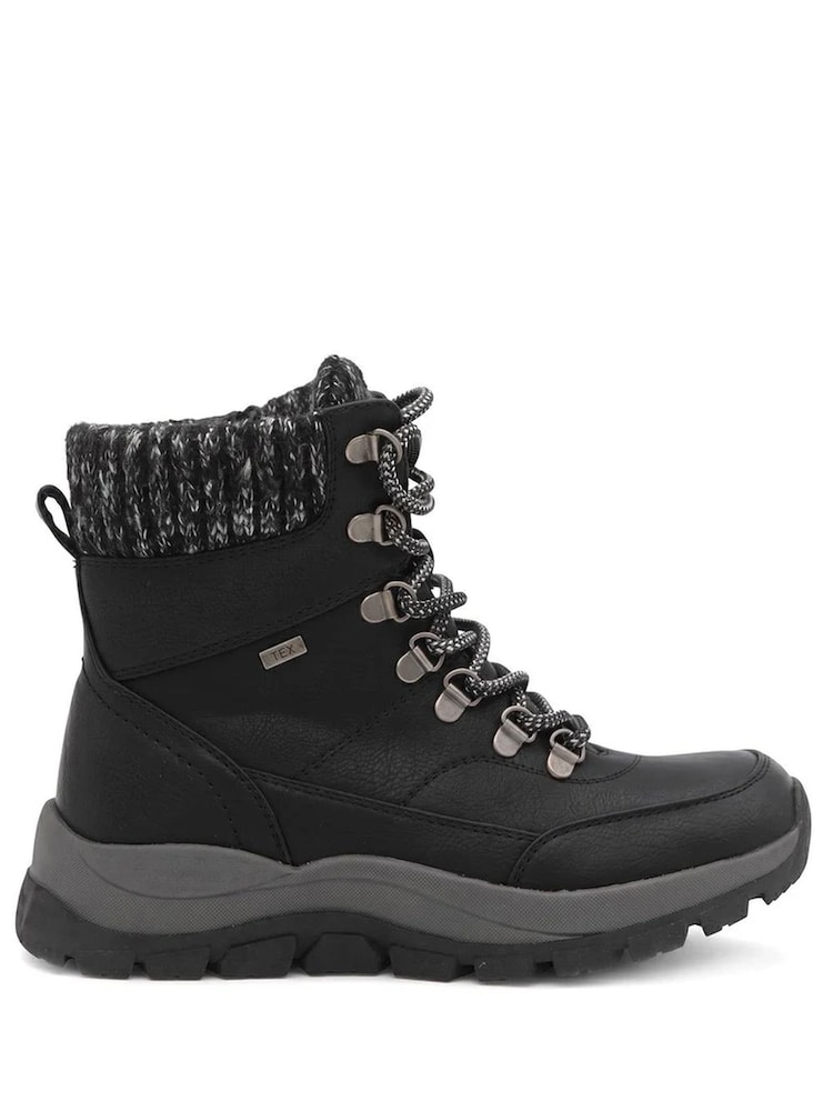 Pavers Black Lace Up Water Resistant Weather Boots - Image 2 of 5 Pavers Black Lace Up Water Resistant Weather Boots - Image 2 of 5