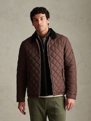 U.S. Polo Assn. Brown Diamond Quilt Padded Collared Jacket - Image 1 of 8