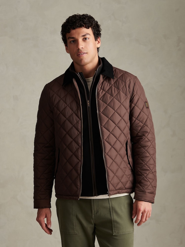 U.S. Polo Assn. Brown Diamond Quilt Padded Collared Jacket - Image 1 of 8 U.S. Polo Assn. Brown Diamond Quilt Padded Collared Jacket - Image 1 of 8