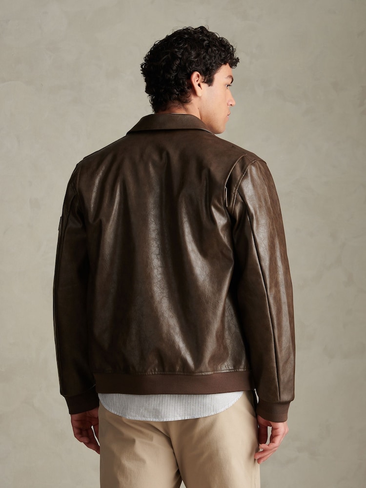 U.S. Polo Assn. Brown Premium Faux Leather Flight Jacket - Image 2 of 9 U.S. Polo Assn. Brown Premium Faux Leather Flight Jacket - Image 2 of 9
