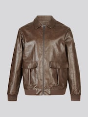 U.S. Polo Assn. Brown Premium Faux Leather Flight Jacket - Image 7 of 9