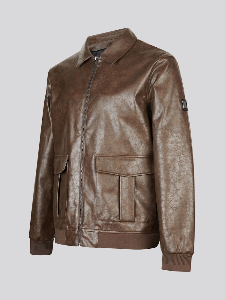 U.S. Polo Assn. Brown Premium Faux Leather Flight Jacket - Image 9 of 9 U.S. Polo Assn. Brown Premium Faux Leather Flight Jacket - Image 9 of 9