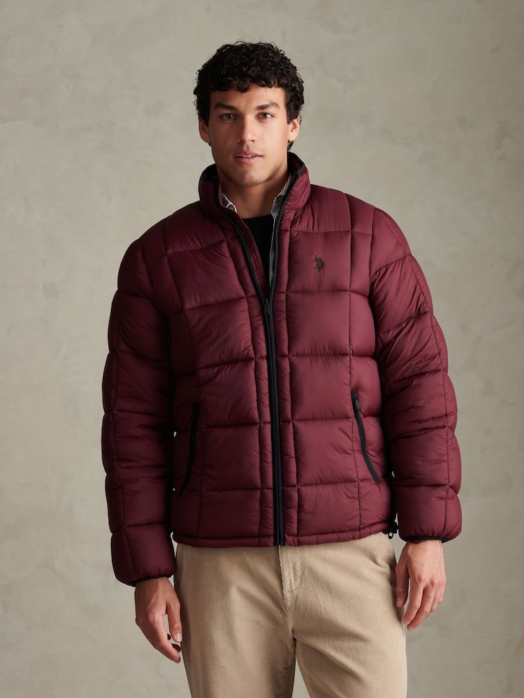 Rød - U.S. Polo Assn. Box Quilt Puffer Jacket - Bilde 1 av 8