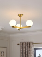 Brass Archie 3 Light Flush Fitting Ceiling Light - Image 1 of 4
