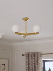 Brass Archie 3 Light Flush Fitting Ceiling Light - Image 2 of 4