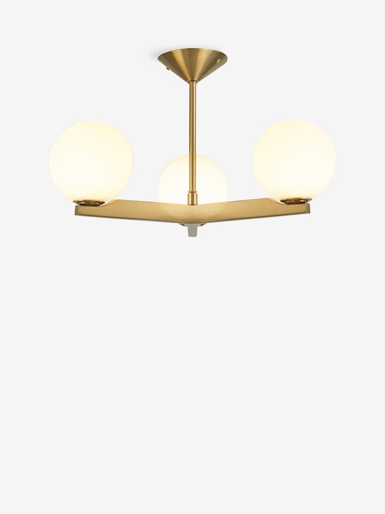 Brass Archie 3 Light Flush Fitting Ceiling Light - Image 4 of 4