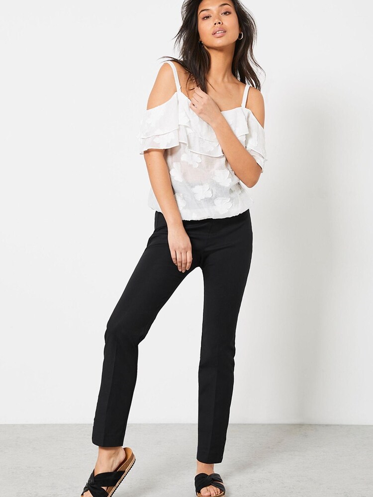 Mint Velvet Capri-Hose mit Druckknöpfen, Schwarz - Bild 2 von 6