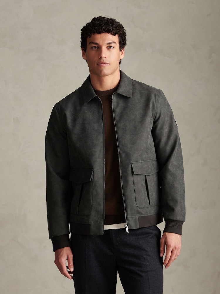 U.S. Polo Assn. Grey Premium Faux Leather Flight Jacket - Image 1 of 9 U.S. Polo Assn. Grey Premium Faux Leather Flight Jacket - Image 1 of 9