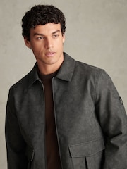 U.S. Polo Assn. Grey Premium Faux Leather Flight Jacket - Image 2 of 9