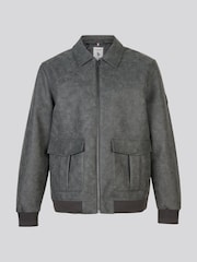 U.S. Polo Assn. Grey Premium Faux Leather Flight Jacket - Image 7 of 9
