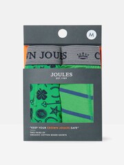 Joules Crown Joules Green Lucky Charm Pack of Two Cotton Boxers - Image 1 of 4