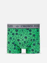 Joules Crown Joules Green Lucky Charm Pack of Two Cotton Boxers - Image 3 of 4