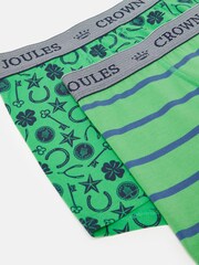 Joules Crown Joules Green Lucky Charm Pack of Two Cotton Boxers - Image 4 of 4