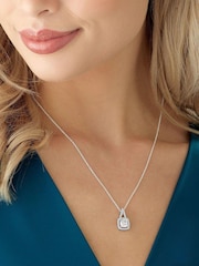 Beaverbrooks Sterling Silver Halo Cubic Zirconia Pendant & Earrings Set - Image 2 of 4