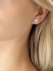 Beaverbrooks Sterling Silver Halo Cubic Zirconia Pendant & Earrings Set - Image 3 of 4