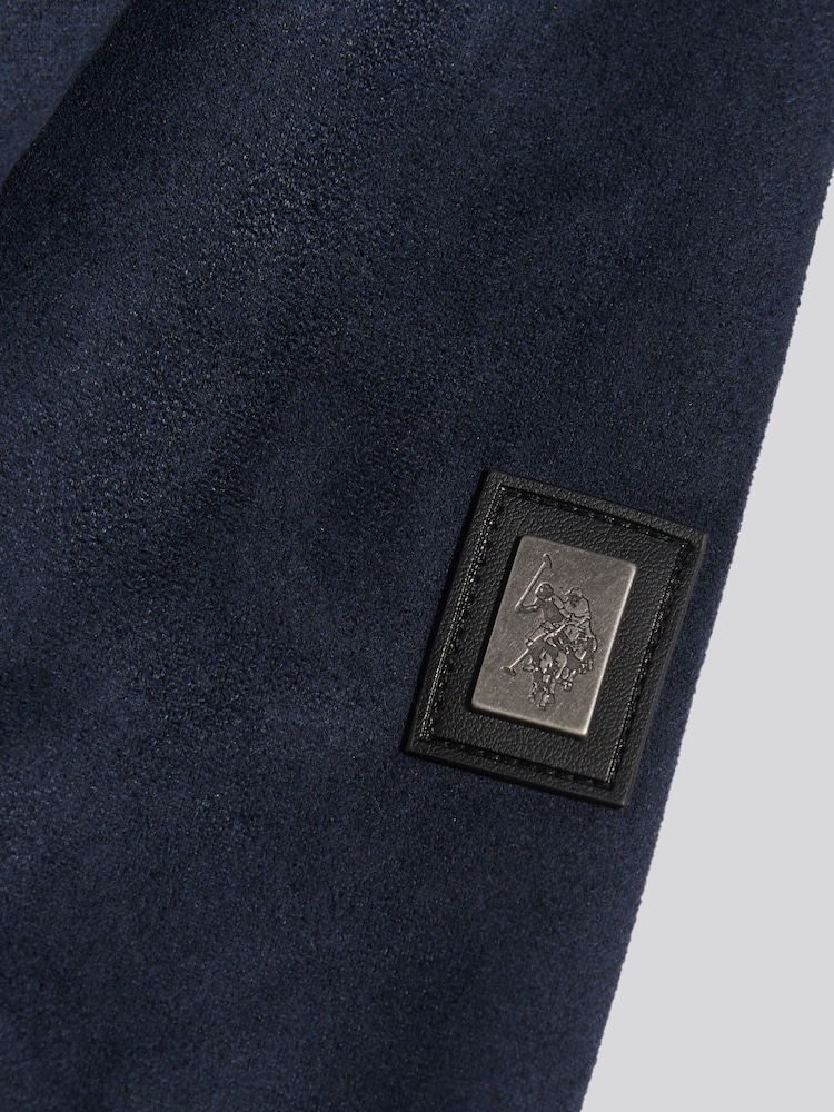 U.S. Polo Assn. Blue Premium Faux Suede Bomber Jacket - Image 2 of 2 U.S. Polo Assn. Blue Premium Faux Suede Bomber Jacket - Image 2 of 2
