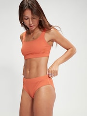 Speedo Orange Womens Textured Deep U-Back Bikini Set 2 Piece - Image 4 of 10
