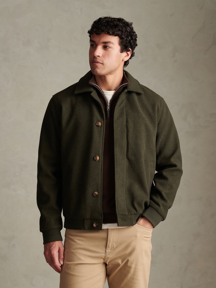 U.S. Polo Assn Green Premium Melton Bomber Jacket - Image 1 of 9 U.S. Polo Assn Green Premium Melton Bomber Jacket - Image 1 of 9