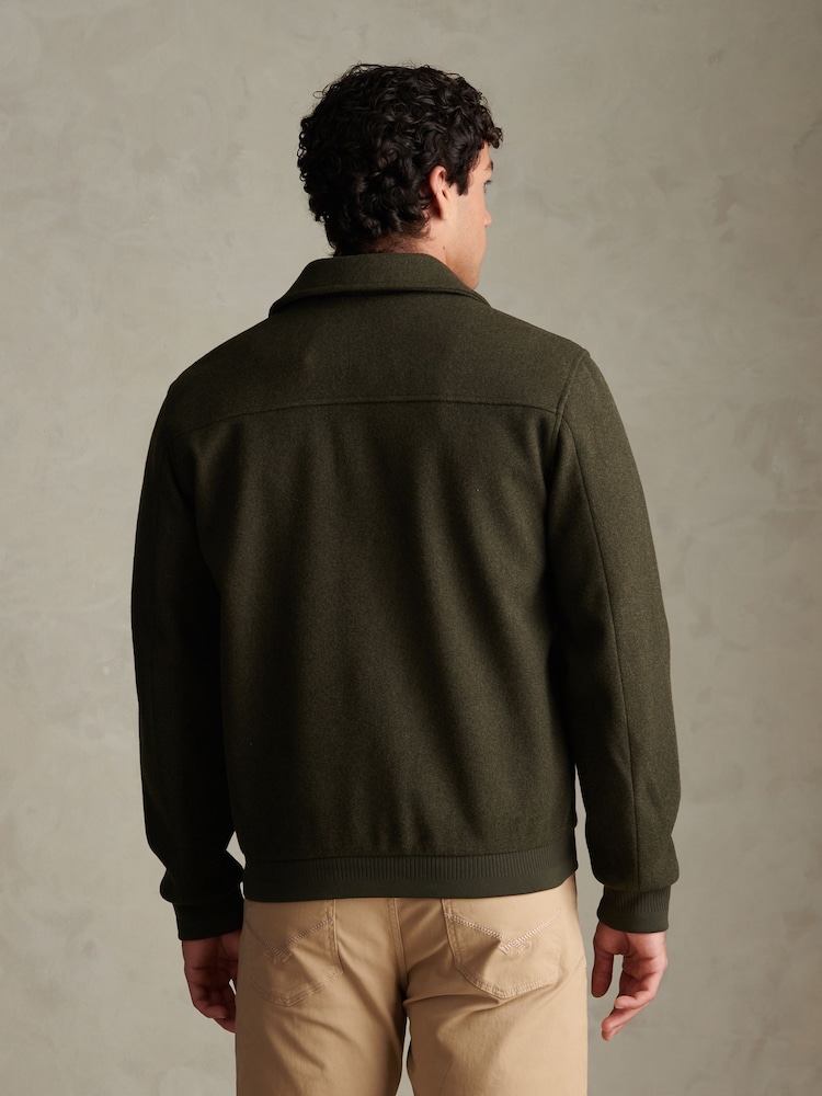 U.S. Polo Assn Green Premium Melton Bomber Jacket - Image 2 of 9 U.S. Polo Assn Green Premium Melton Bomber Jacket - Image 2 of 9