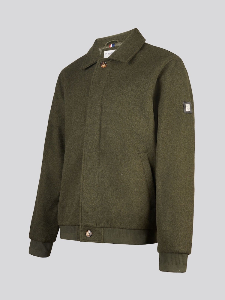 U.S. Polo Assn Green Premium Melton Bomber Jacket - Image 9 of 9 U.S. Polo Assn Green Premium Melton Bomber Jacket - Image 9 of 9