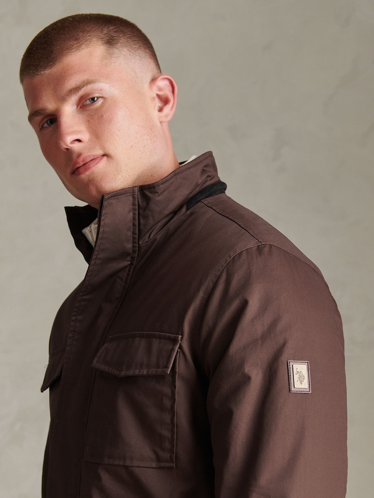 U.S. Polo Assn. Brown Premium Wax-Coated Field Jacket - Image 2 of 5 U.S. Polo Assn. Brown Premium Wax-Coated Field Jacket - Image 2 of 5