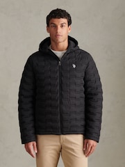 U.S. Polo Assn Black Lightweight Quilted Hooded Puffer Jacket - Image 1 of 10